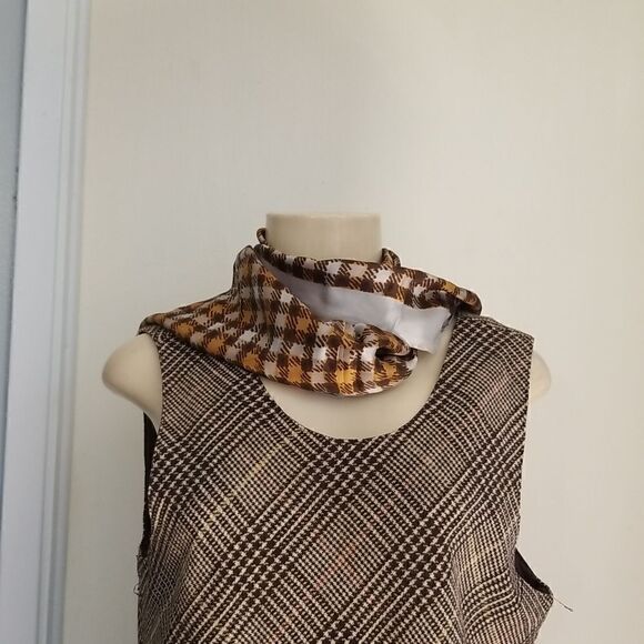 GLENTEX 100% SILK Scarf made in Japan Rectangles + vintage wool dress medium - Picture 9 of 13